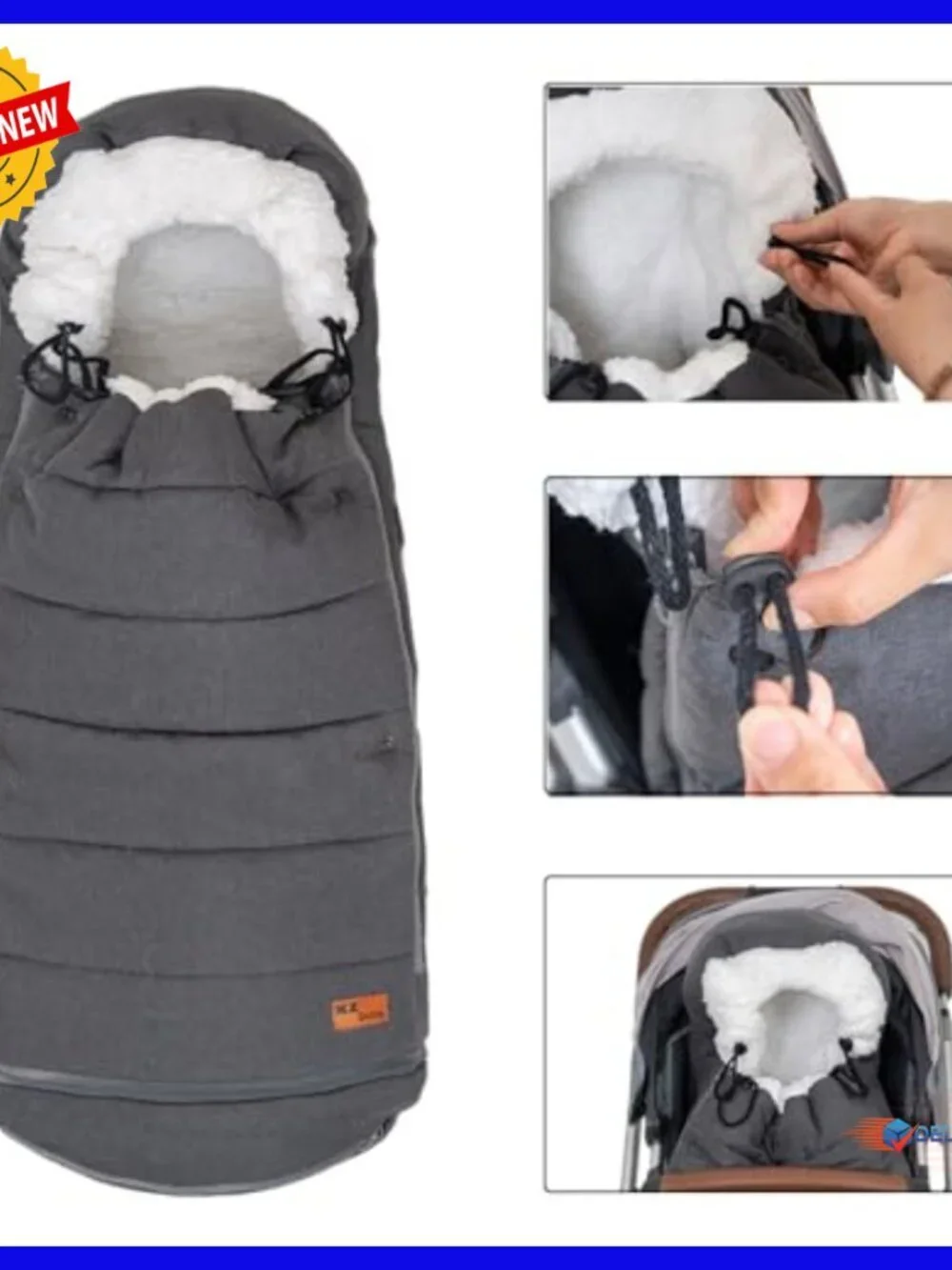 Winter Stroller Bunting Bag with Handmuff, Adjustable 6M-5T, Waterproof